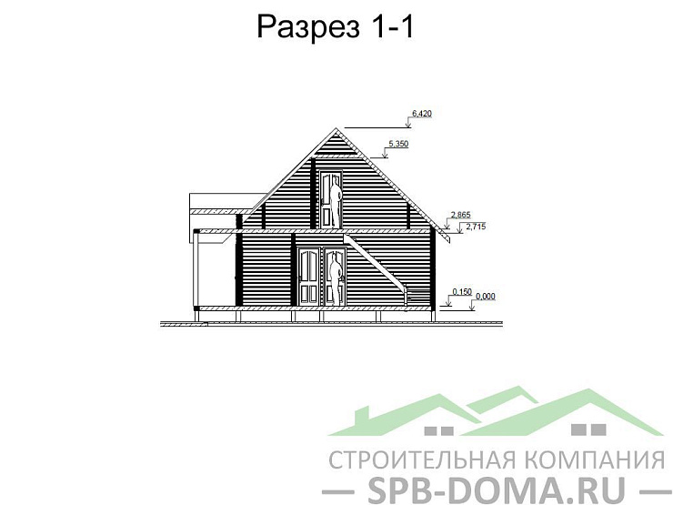 Проект дома из профилированного бруса 7,0 х 8,0 м «Коробицино»