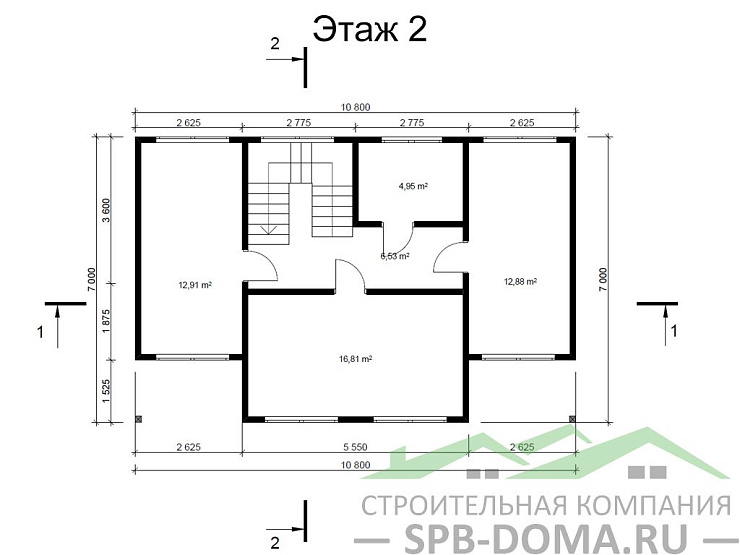 Сруб дома из профилированного бруса 7х10 м «Репино»