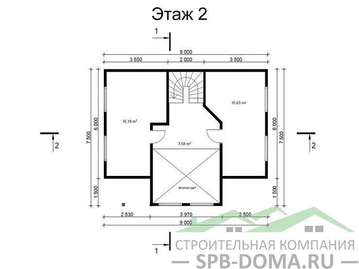 Каркасный дом 7х9 м «Саперное»