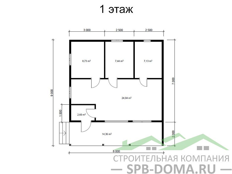 Каркасный дом 8х9 м «Пятиречье»