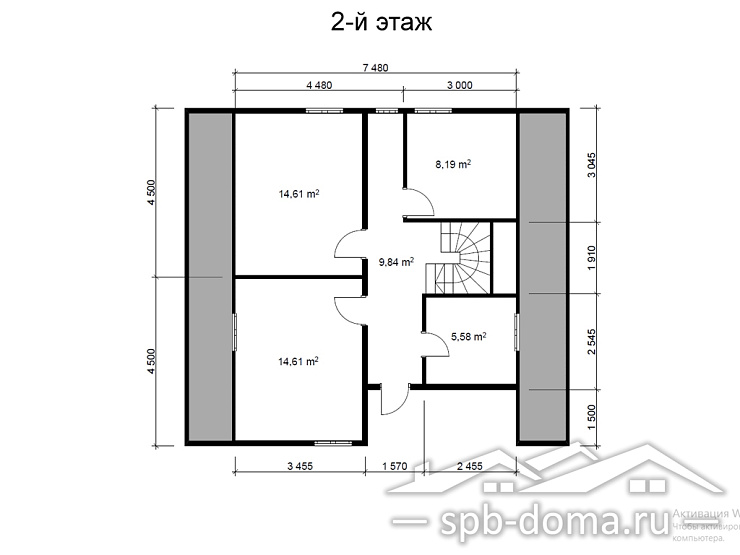 Проект дома из профилированного бруса 9,5 х 10,0 м «Киварин ручей»