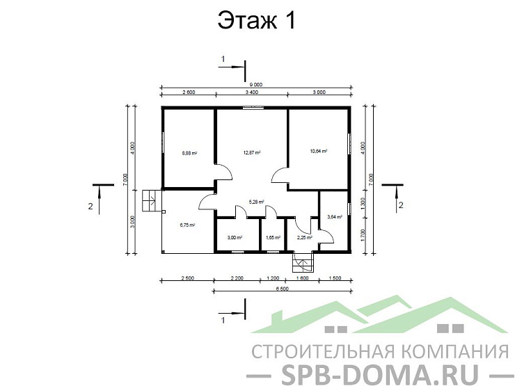 Проект дома из профилированного бруса 7,0 х 9,0 м «Токсово»