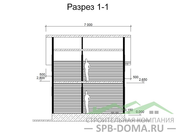 Проект дома из профилированного бруса 6,0 х 8,0 м «Кирпичное»