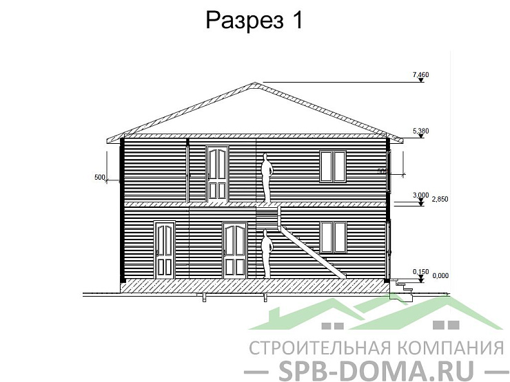 Проект дома из профилированного бруса 10,0 х 10,0 м «Молодежное»