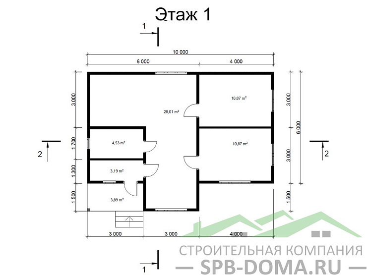 Проект дома из профилированного бруса 7,5 х 1,0 м «Мельниково»