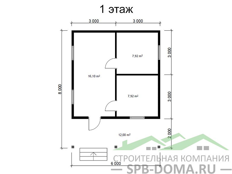 Проект дома из профилированного бруса 6,0 х 8,0 м «Оржицы»