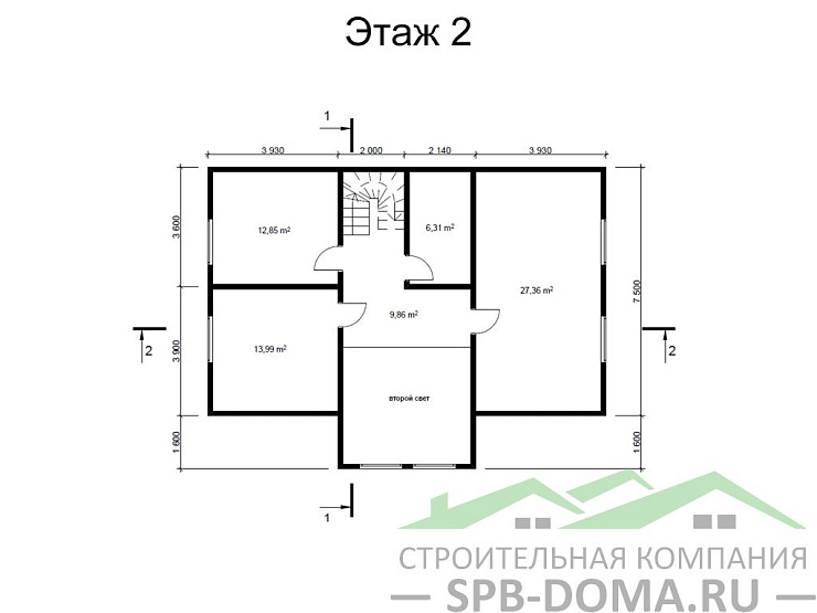 Каркасный дом 9х12 м «Гатчина»