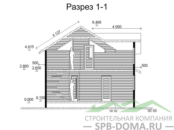 Проект дома из профилированного бруса 7,0 х 9,0 м «Саперное»