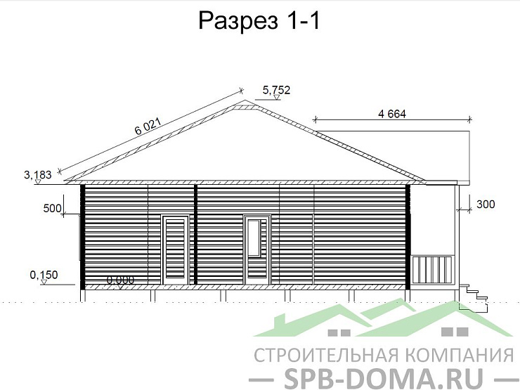 Проект дома из профилированного бруса 10,0 х 10,0 м «Рябово»