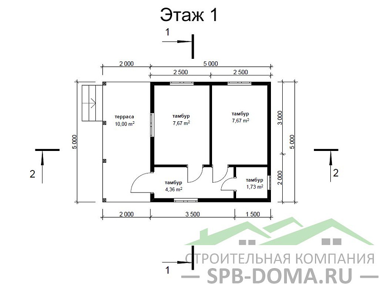 Проект дома из профилированного бруса 5,0 х 7,0 м «Отрадное»