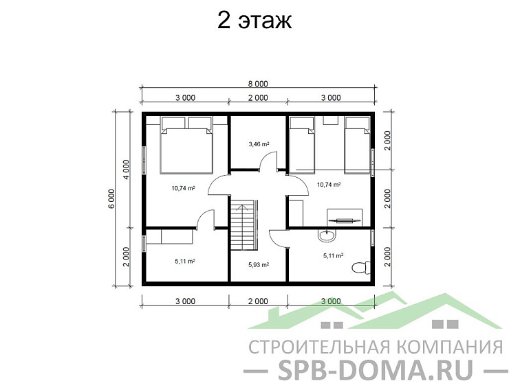 Каркасный дом 8х9 м «Дунай»