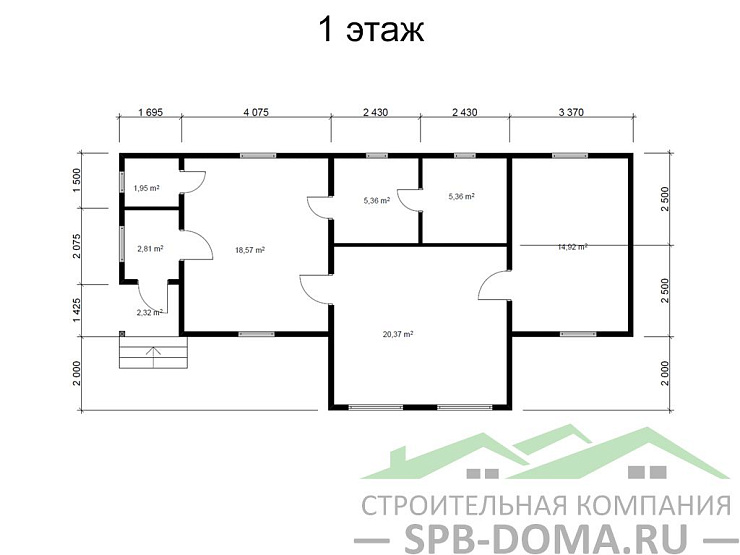 Проект дома из профилированного бруса 7,0 х 14,0 м «Зеленогорск»