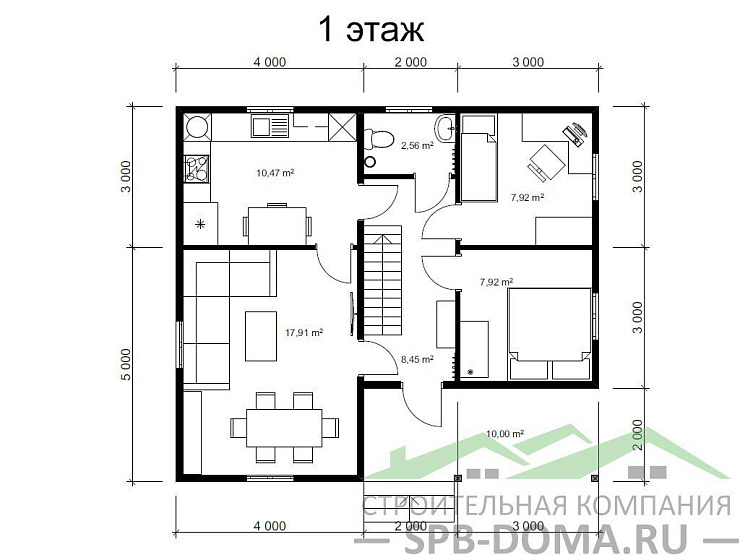 Каркасный дом 8х9 м «Стрельна»